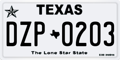 TX license plate DZP0203
