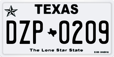TX license plate DZP0209