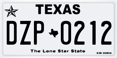 TX license plate DZP0212