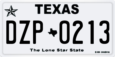 TX license plate DZP0213