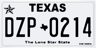 TX license plate DZP0214