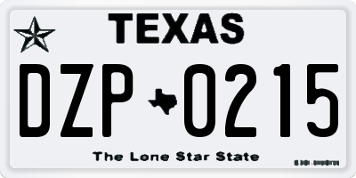 TX license plate DZP0215