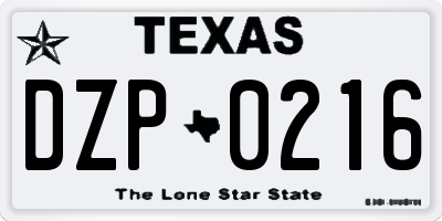 TX license plate DZP0216
