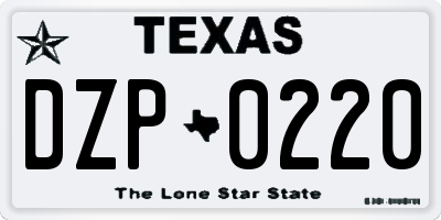 TX license plate DZP0220
