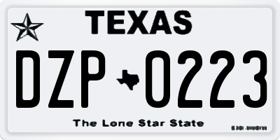 TX license plate DZP0223