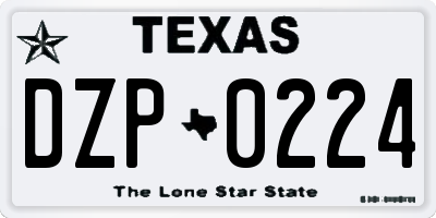 TX license plate DZP0224
