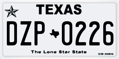 TX license plate DZP0226