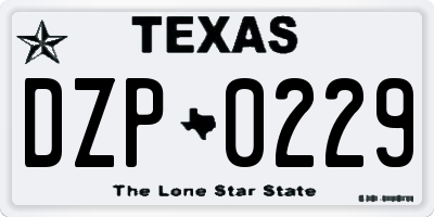 TX license plate DZP0229