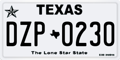 TX license plate DZP0230
