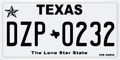 TX license plate DZP0232