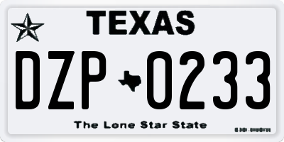 TX license plate DZP0233