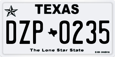TX license plate DZP0235