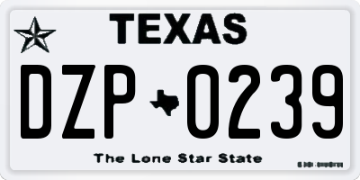 TX license plate DZP0239