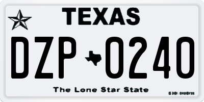 TX license plate DZP0240
