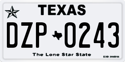 TX license plate DZP0243