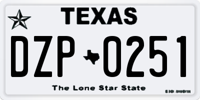 TX license plate DZP0251
