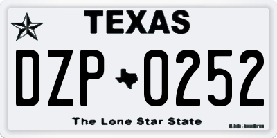 TX license plate DZP0252