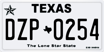 TX license plate DZP0254