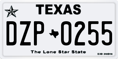 TX license plate DZP0255