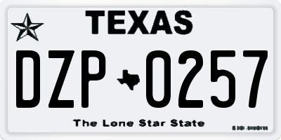 TX license plate DZP0257