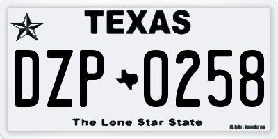 TX license plate DZP0258
