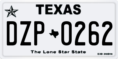 TX license plate DZP0262