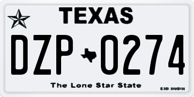 TX license plate DZP0274