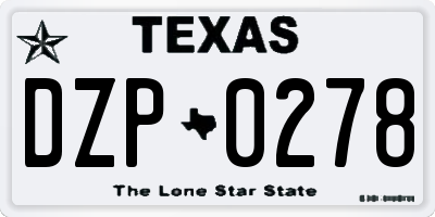 TX license plate DZP0278