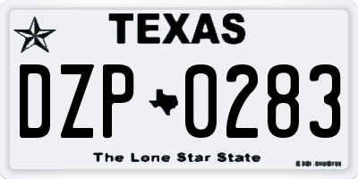 TX license plate DZP0283