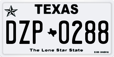 TX license plate DZP0288