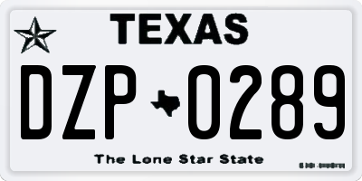 TX license plate DZP0289