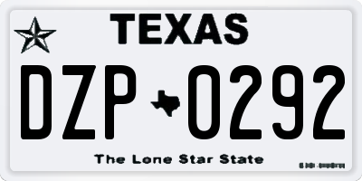 TX license plate DZP0292
