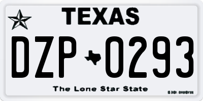 TX license plate DZP0293