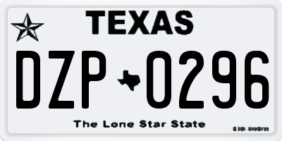 TX license plate DZP0296
