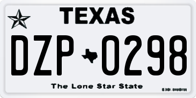 TX license plate DZP0298