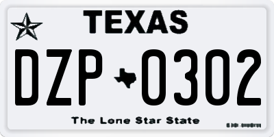 TX license plate DZP0302