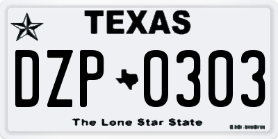 TX license plate DZP0303