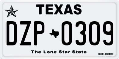 TX license plate DZP0309