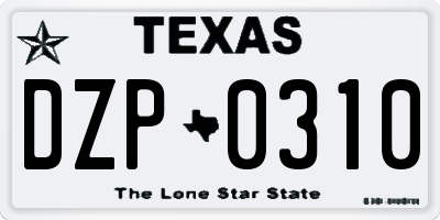 TX license plate DZP0310