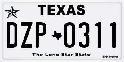 TX license plate DZP0311