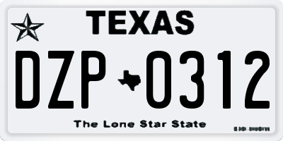 TX license plate DZP0312
