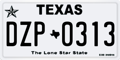 TX license plate DZP0313
