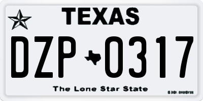 TX license plate DZP0317