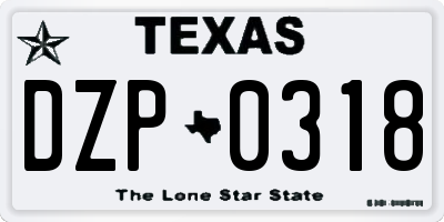 TX license plate DZP0318