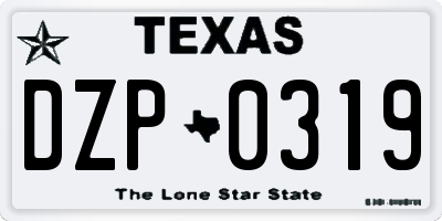 TX license plate DZP0319