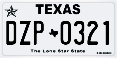 TX license plate DZP0321
