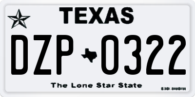 TX license plate DZP0322