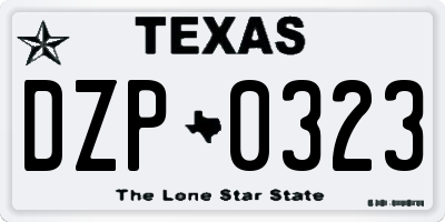 TX license plate DZP0323