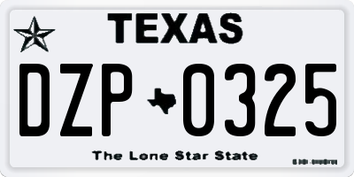 TX license plate DZP0325