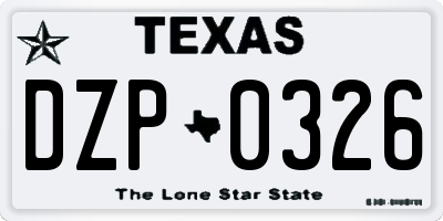 TX license plate DZP0326